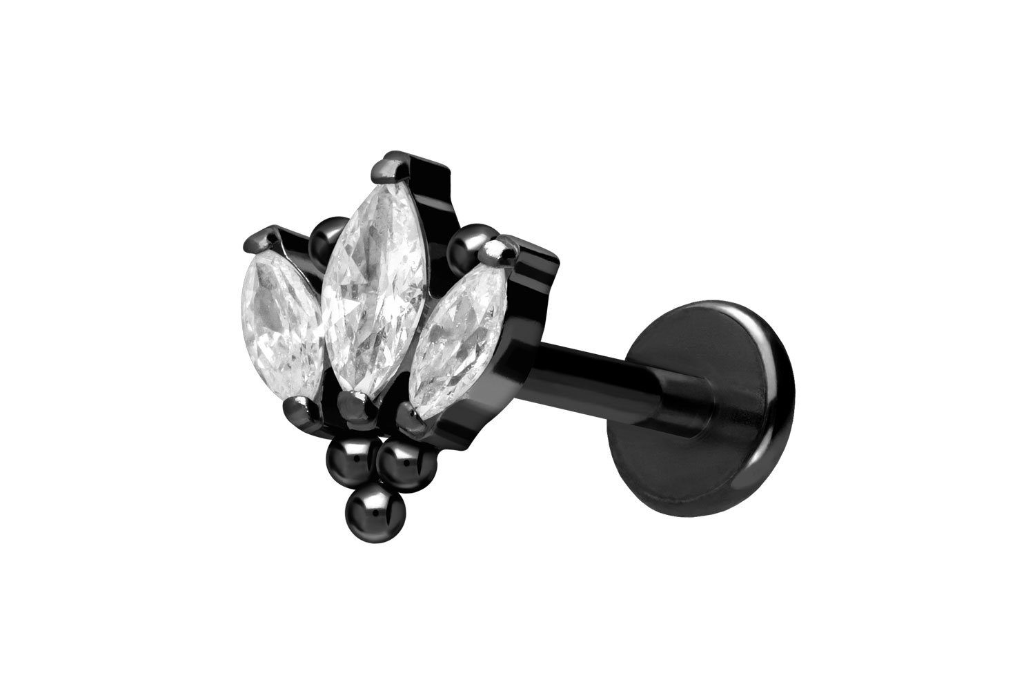 Titan Labret Piercing mit Push Fit LOTUSBLÜTE + KUGELN